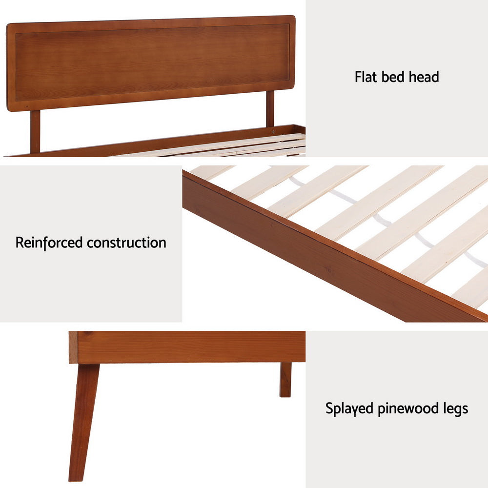 Tulsa (Single) Pinewood Bed Frame - Walnut - Homecoze