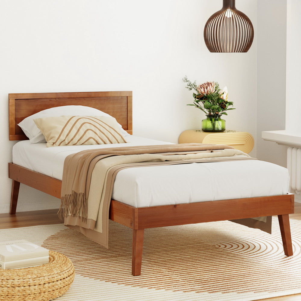 Tulsa (Single) Pinewood Bed Frame - Walnut - Homecoze