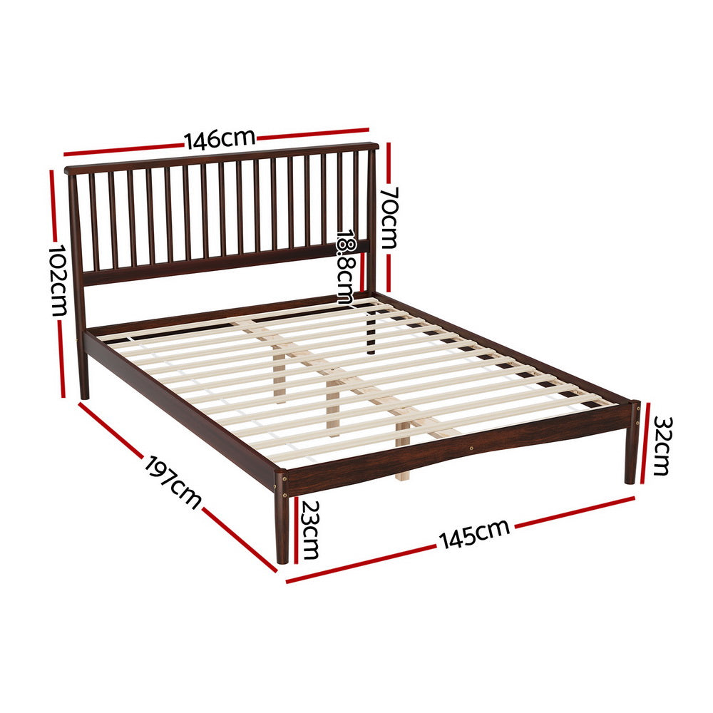 Memphis (Double) Pinewood Bed Frame - Walnut - Homecoze
