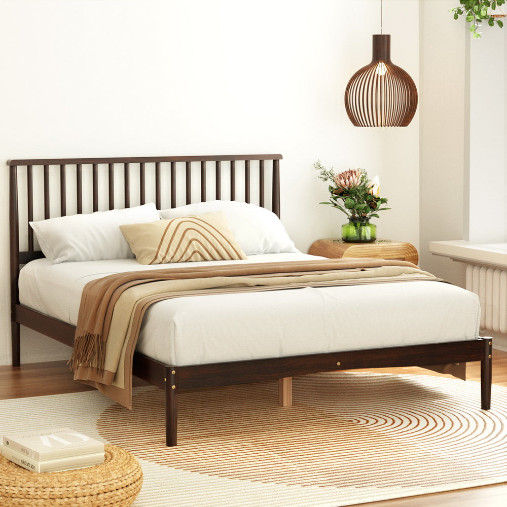Memphis (Double) Pinewood Bed Frame - Walnut - Homecoze