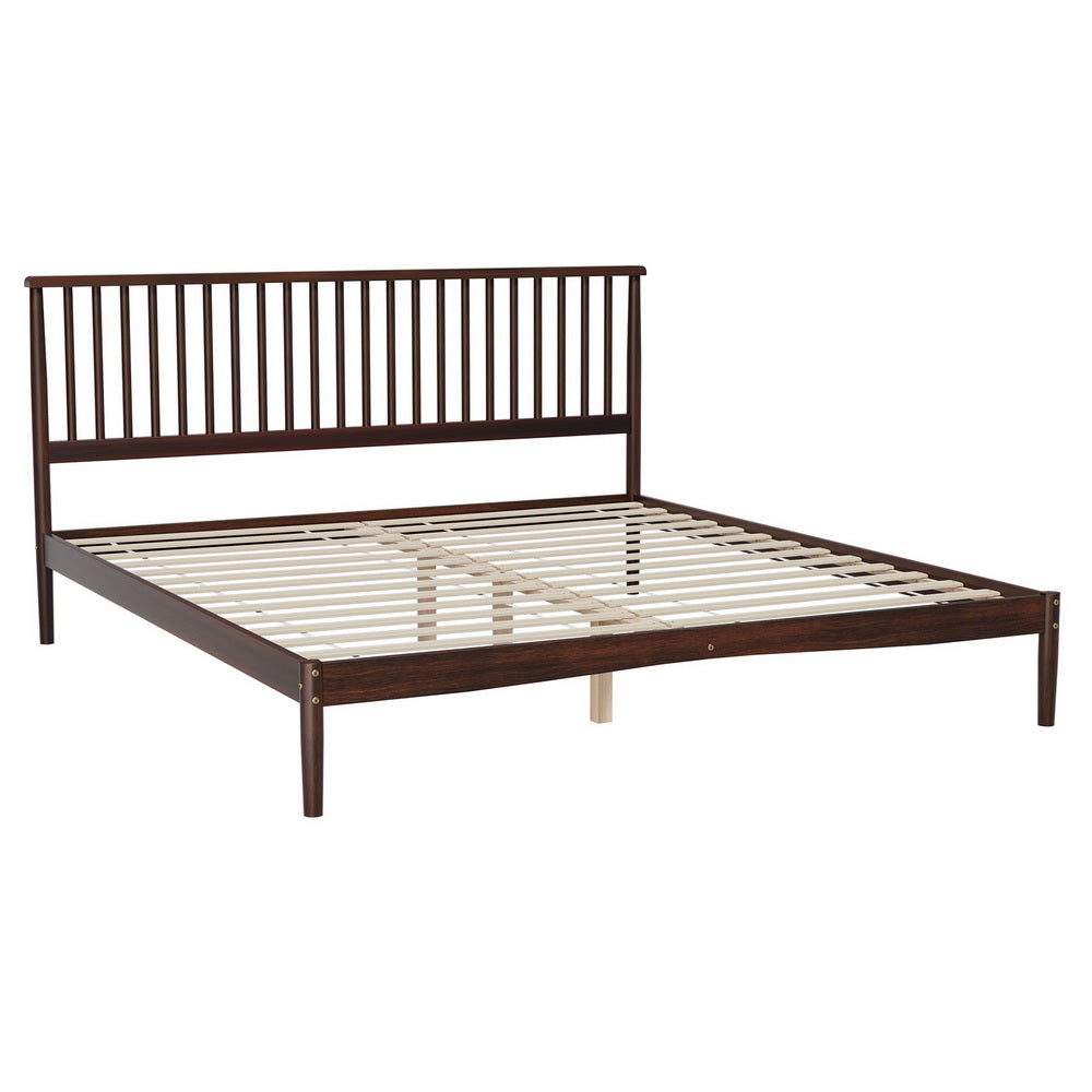 Memphis (King) Pinewood Bed Frame - Walnut - Homecoze