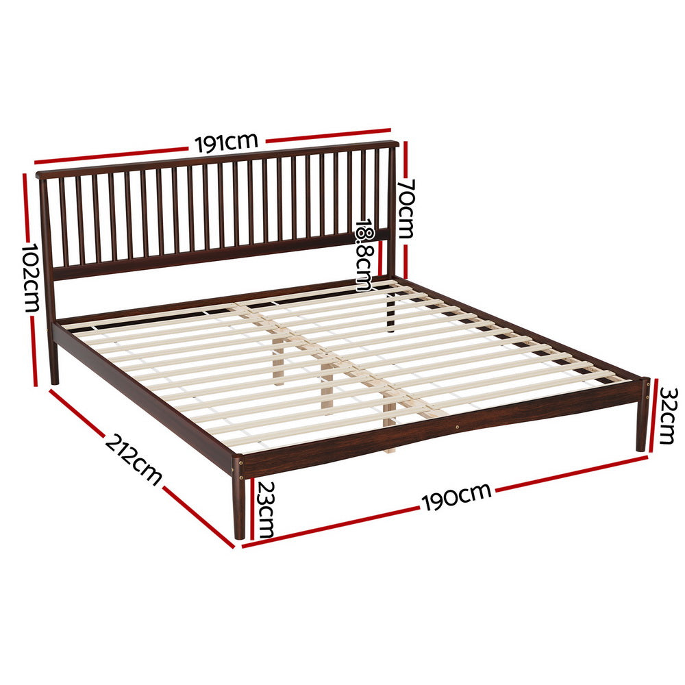 Memphis (King) Pinewood Bed Frame - Walnut