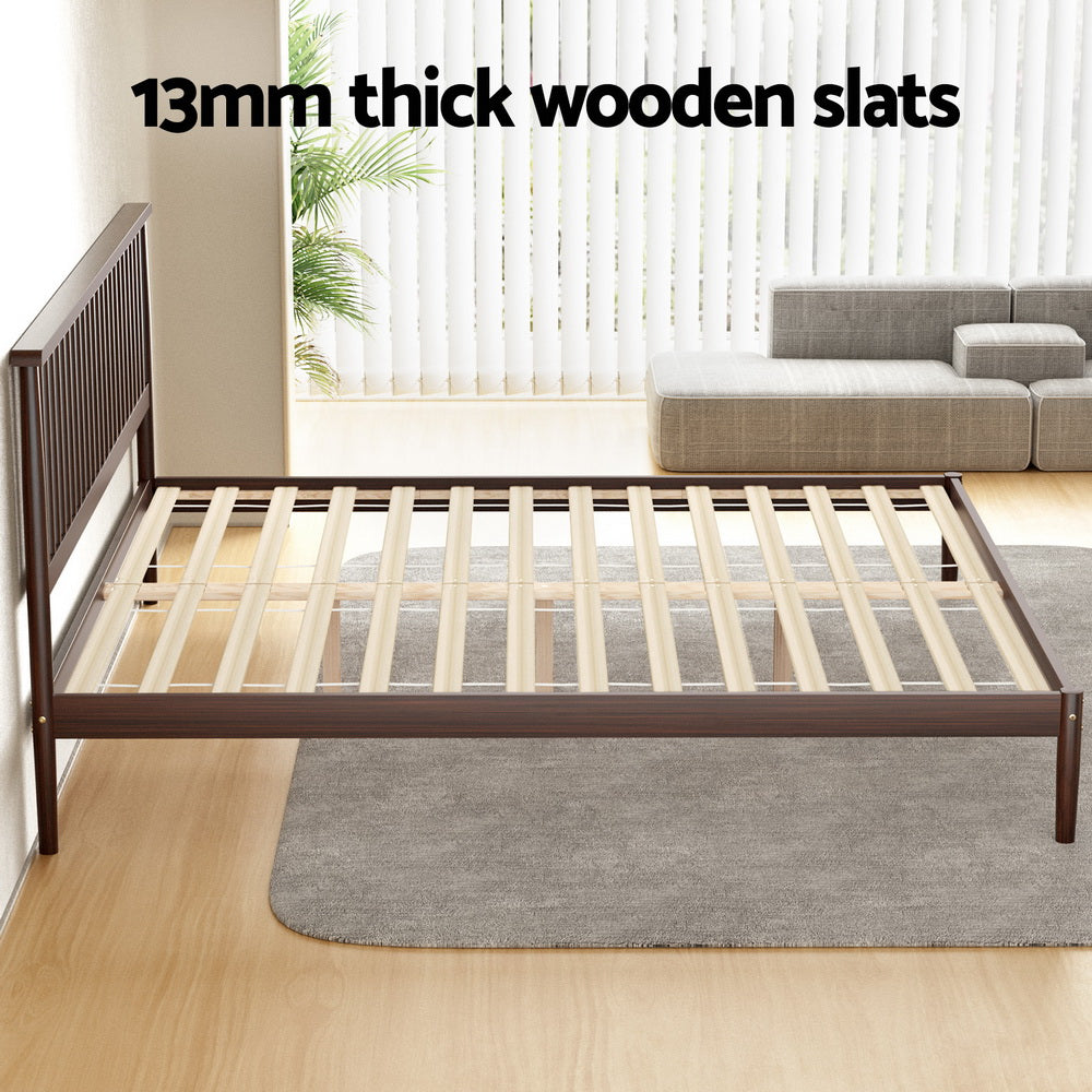 Memphis (King) Pinewood Bed Frame - Walnut - Homecoze