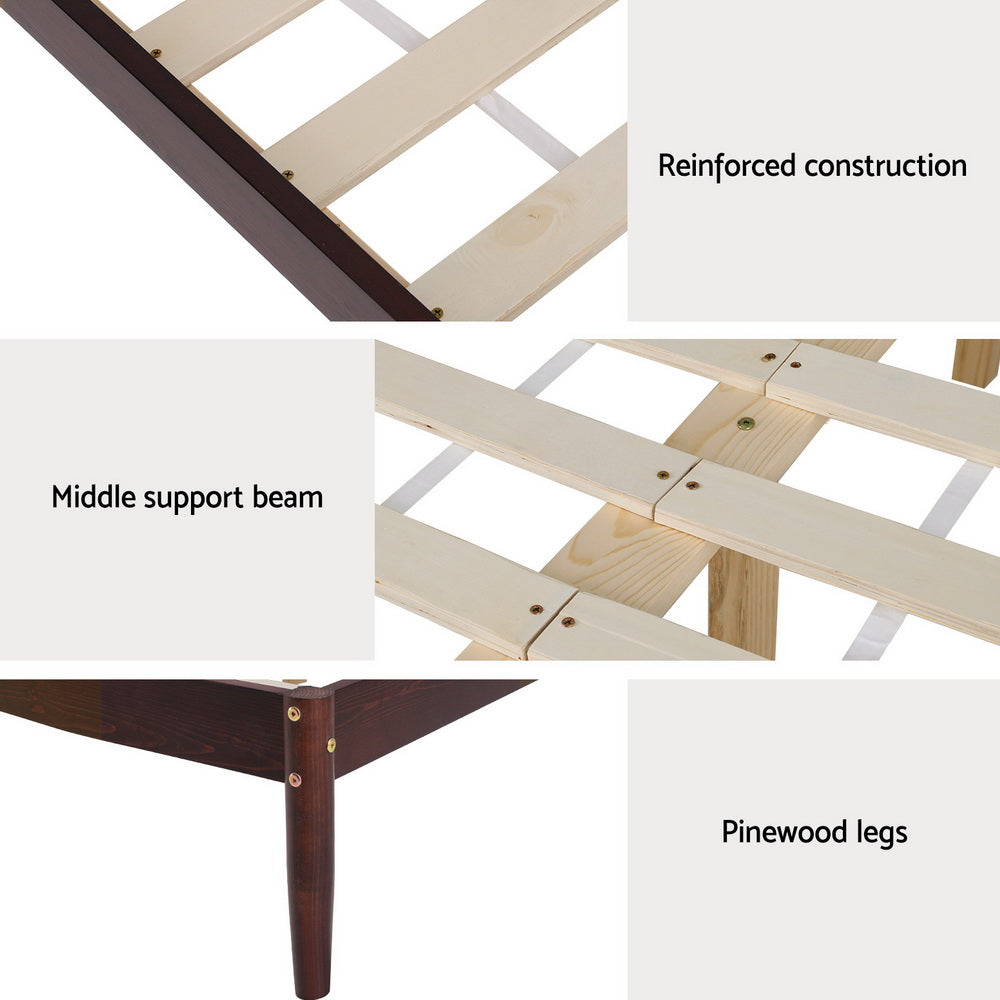 Memphis (King) Pinewood Bed Frame - Walnut - Homecoze