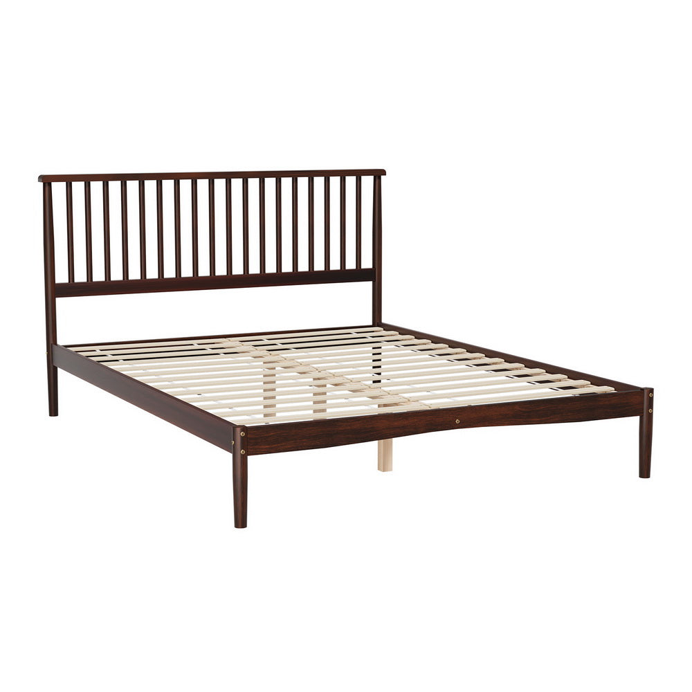 Memphis (Queen) Pinewood Bed Frame - Walnut - Homecoze