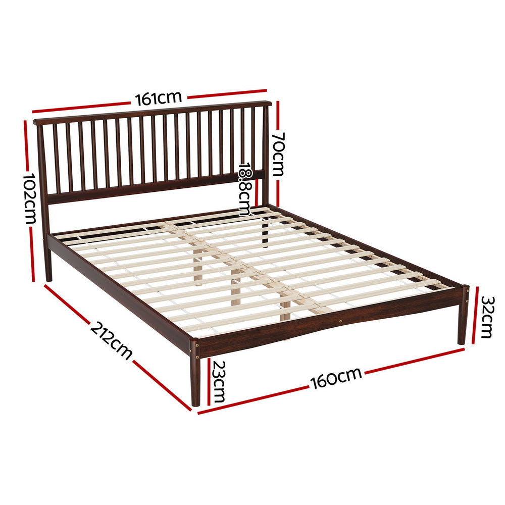 Memphis (Queen) Pinewood Bed Frame - Walnut - Homecoze