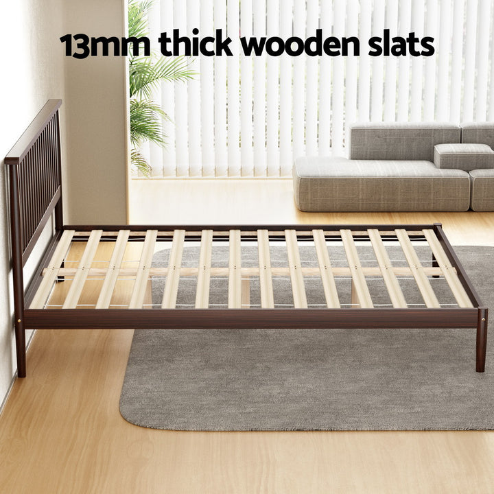 Memphis (Queen) Pinewood Bed Frame - Walnut