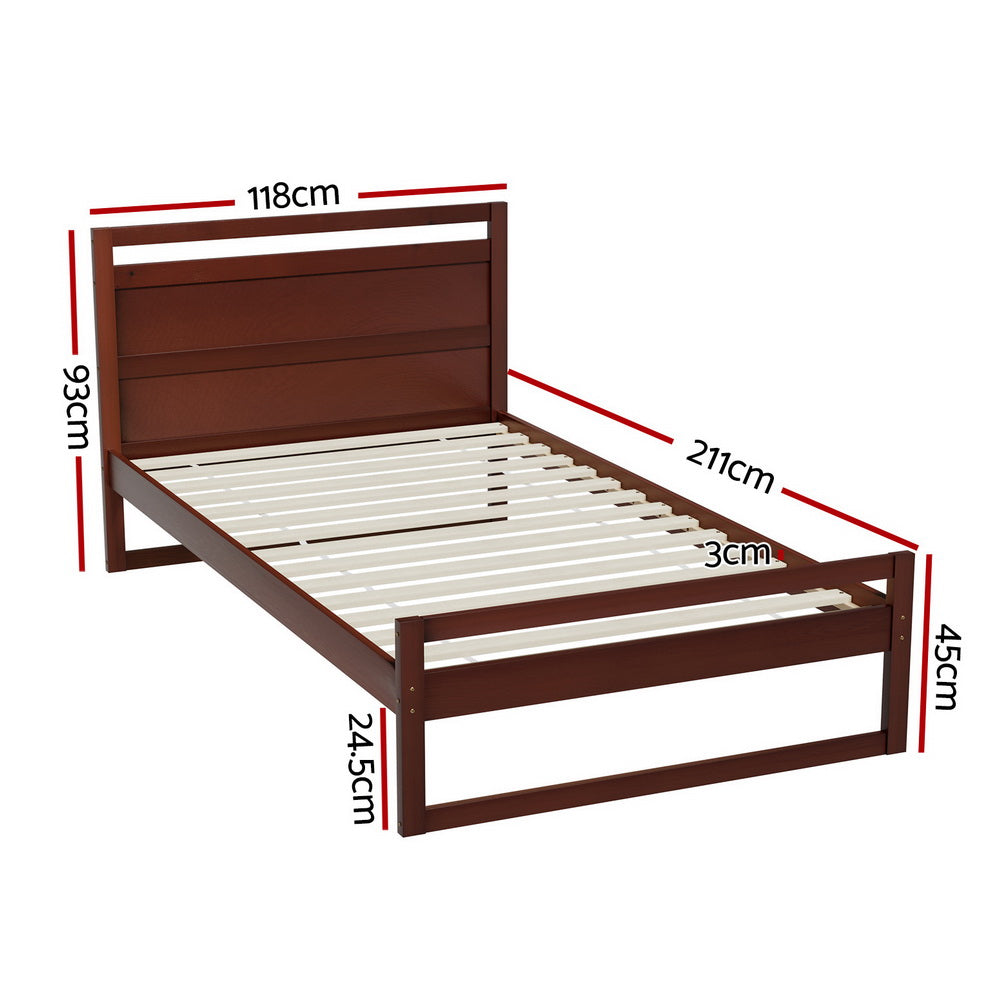 Nashville (King Single) Pinewood Bed Frame - Walnut - Homecoze