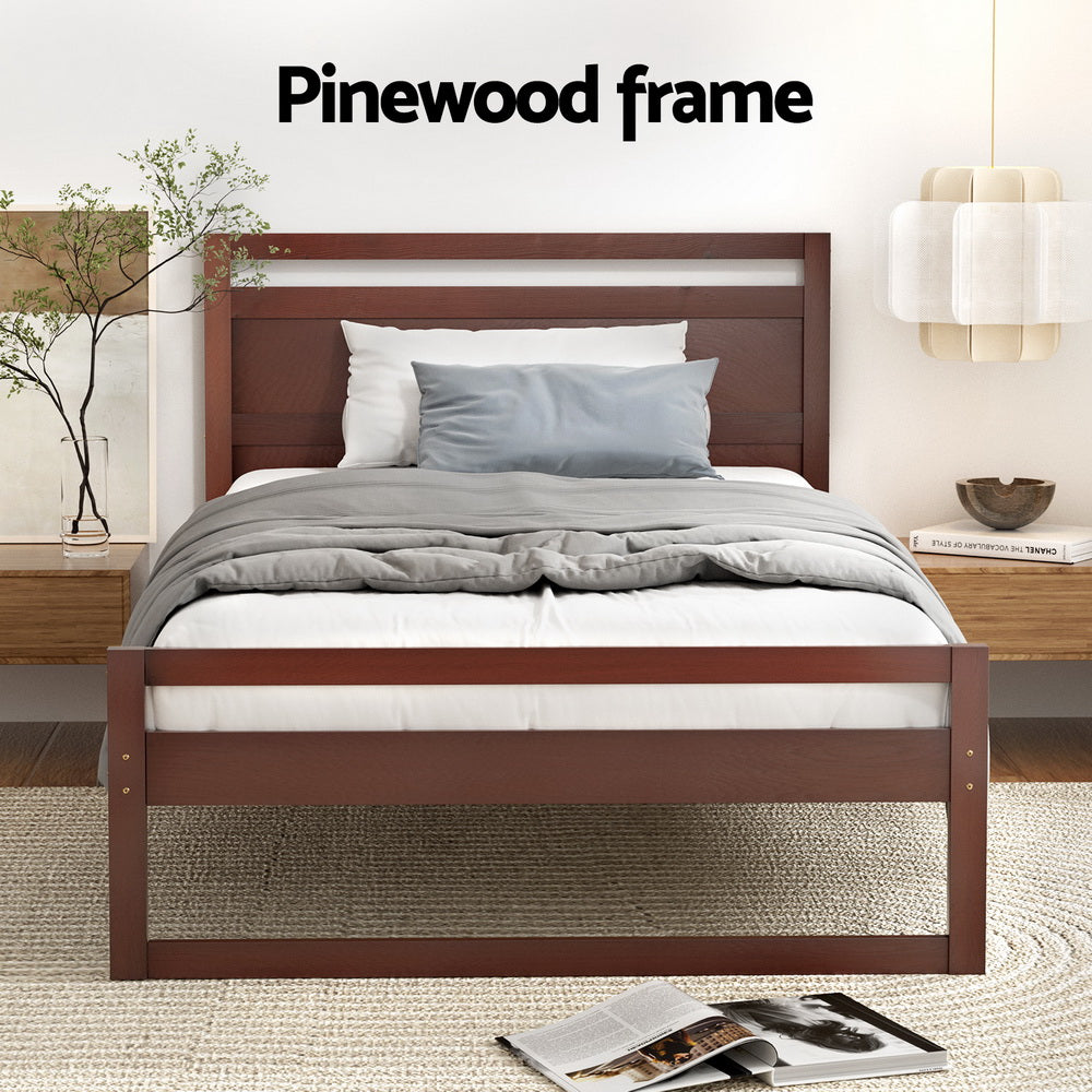 Nashville (King Single) Pinewood Bed Frame - Walnut - Homecoze