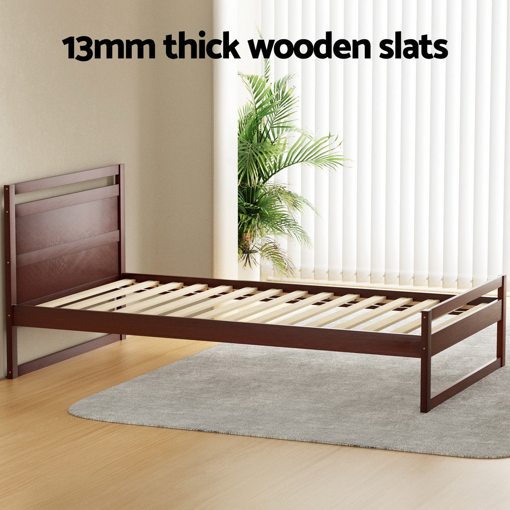Nashville (King Single) Pinewood Bed Frame - Walnut - Homecoze