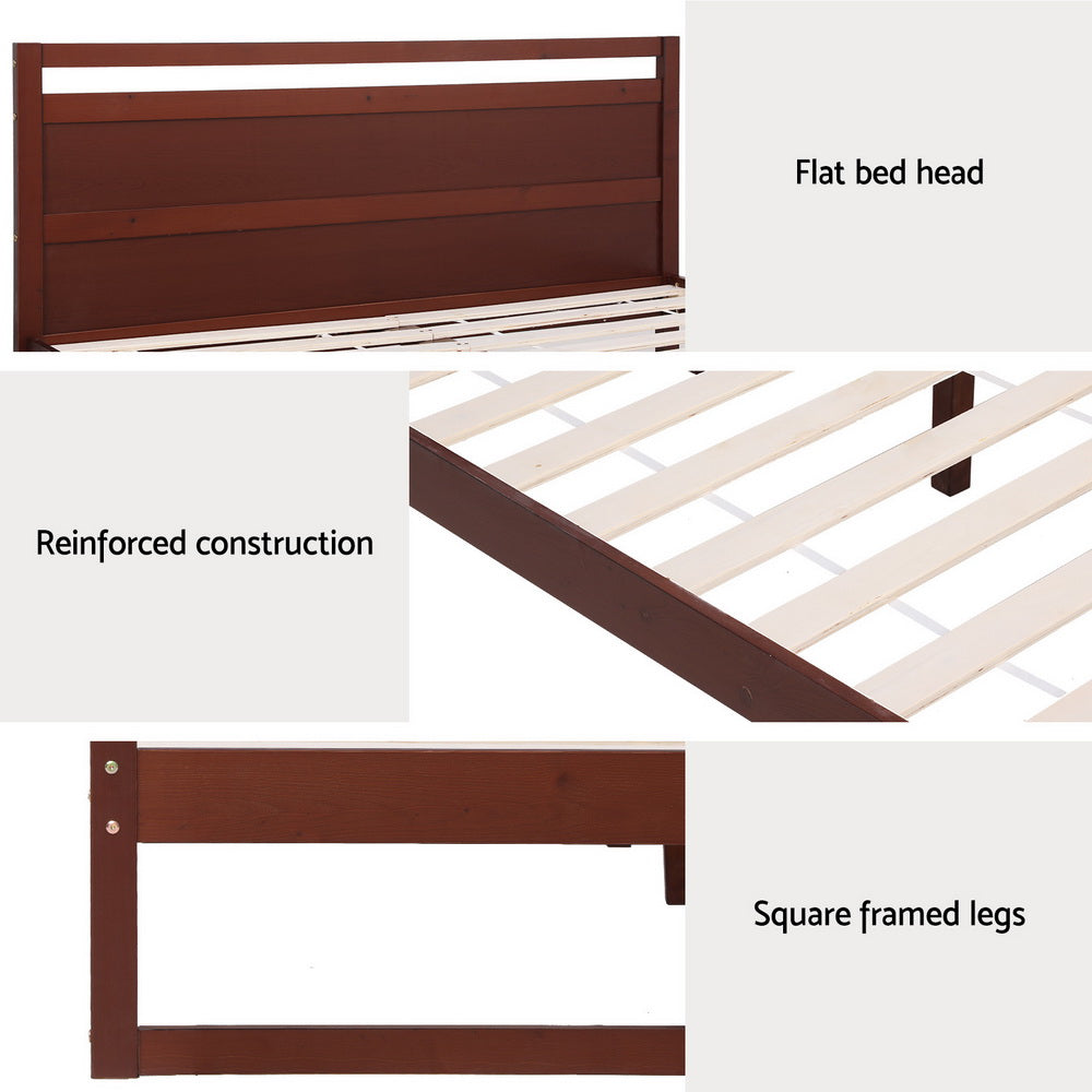 Nashville (King Single) Pinewood Bed Frame - Walnut - Homecoze