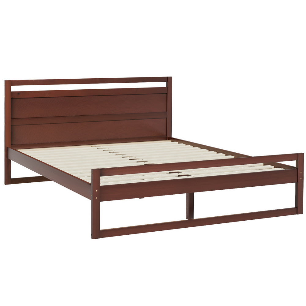 Nashville (Queen) Pinewood Bed Frame - Walnut - Homecoze