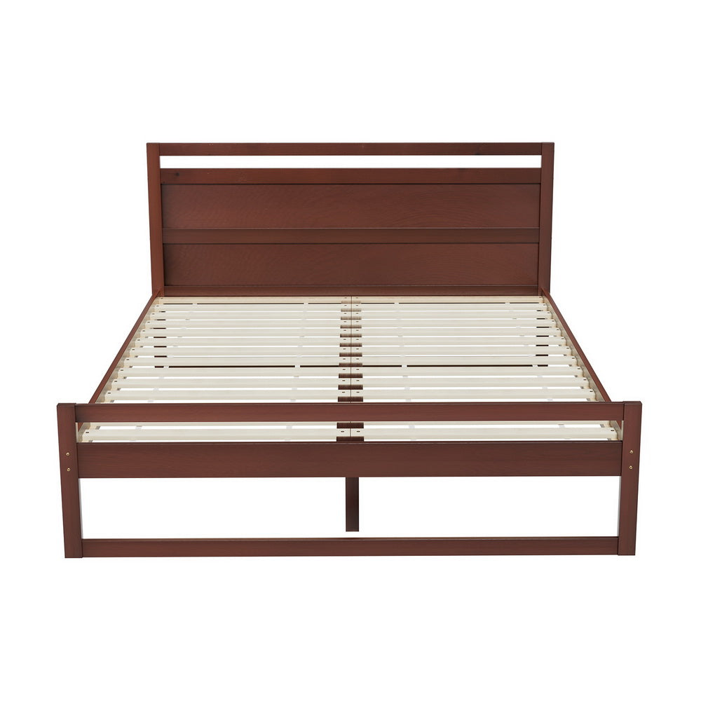 Nashville (Queen) Pinewood Bed Frame - Walnut - Homecoze