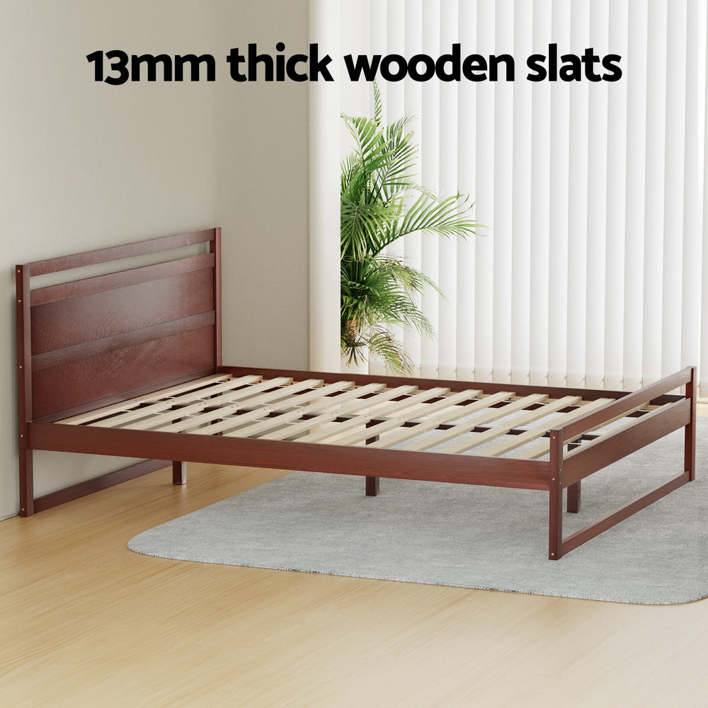 Nashville (Queen) Pinewood Bed Frame - Walnut - Homecoze