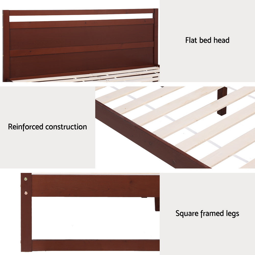 Nashville (Queen) Pinewood Bed Frame - Walnut - Homecoze