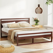 Nashville (Queen) Pinewood Bed Frame - Walnut - Homecoze