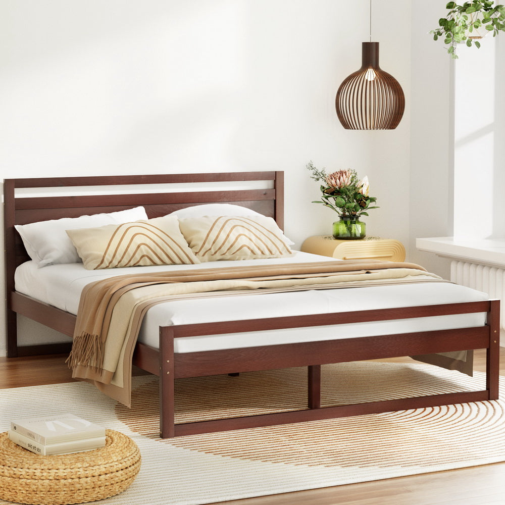 Nashville (Queen) Pinewood Bed Frame - Walnut - Homecoze