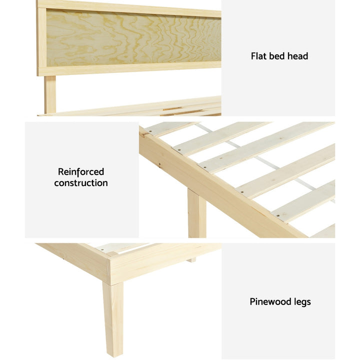 Reno (Double) Pinewood & Rattan Bed Frame - Pine