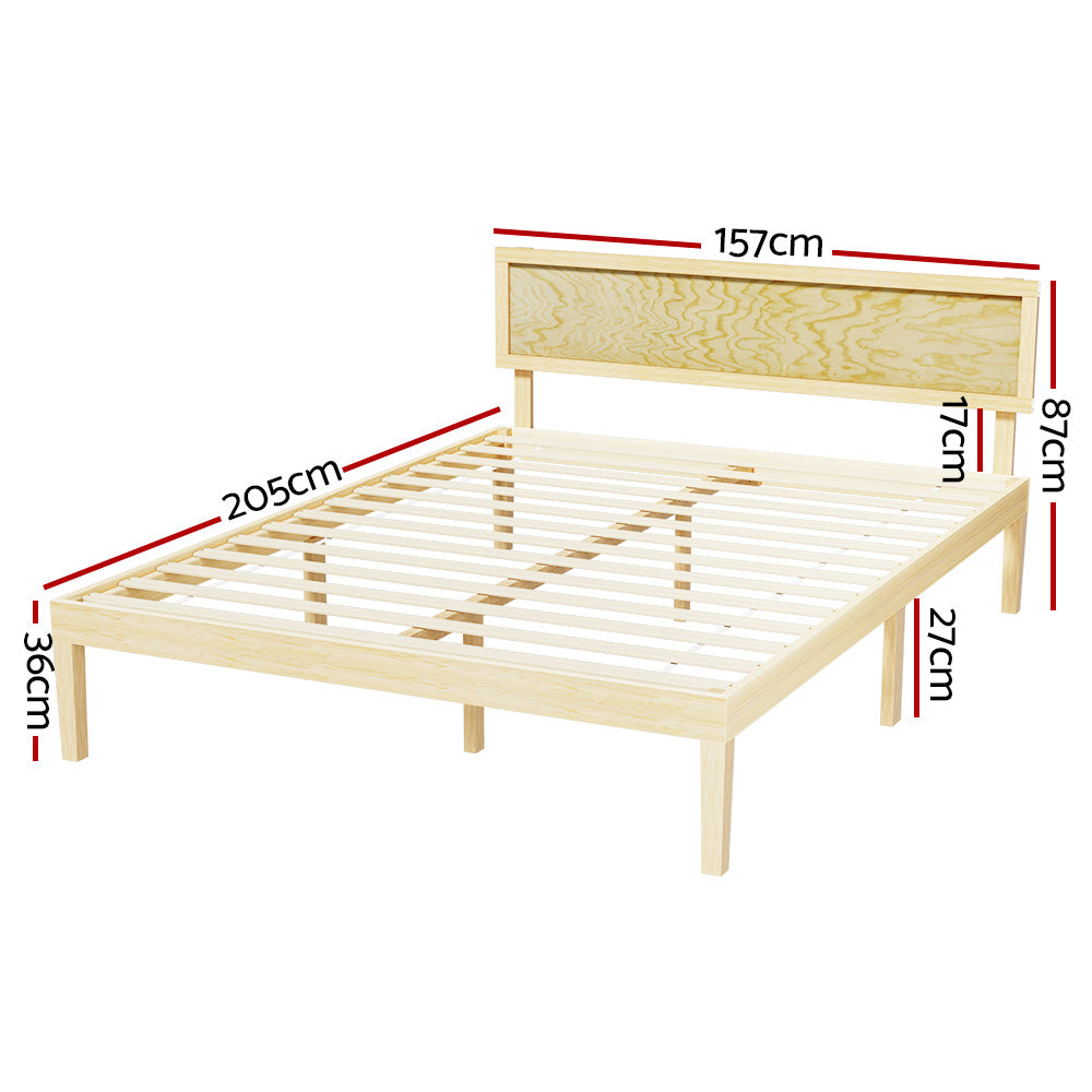 Reno (Queen) Pinewood Bed Frame - Pine - Homecoze