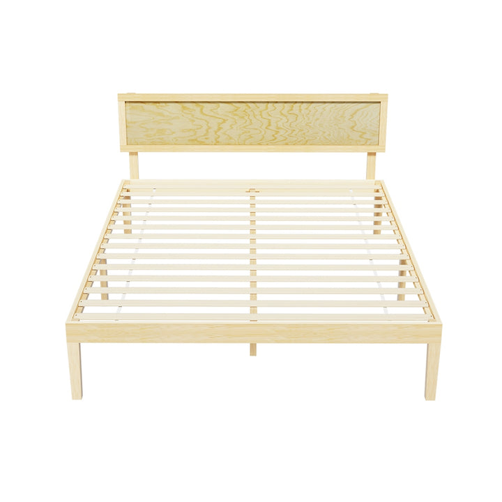 Reno (Queen) Pinewood & Rattan Bed Frame - Pine