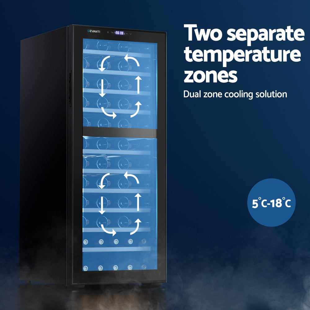 80-Bottle Dual Zone Wine Fridge Cooler - Black - Homecoze