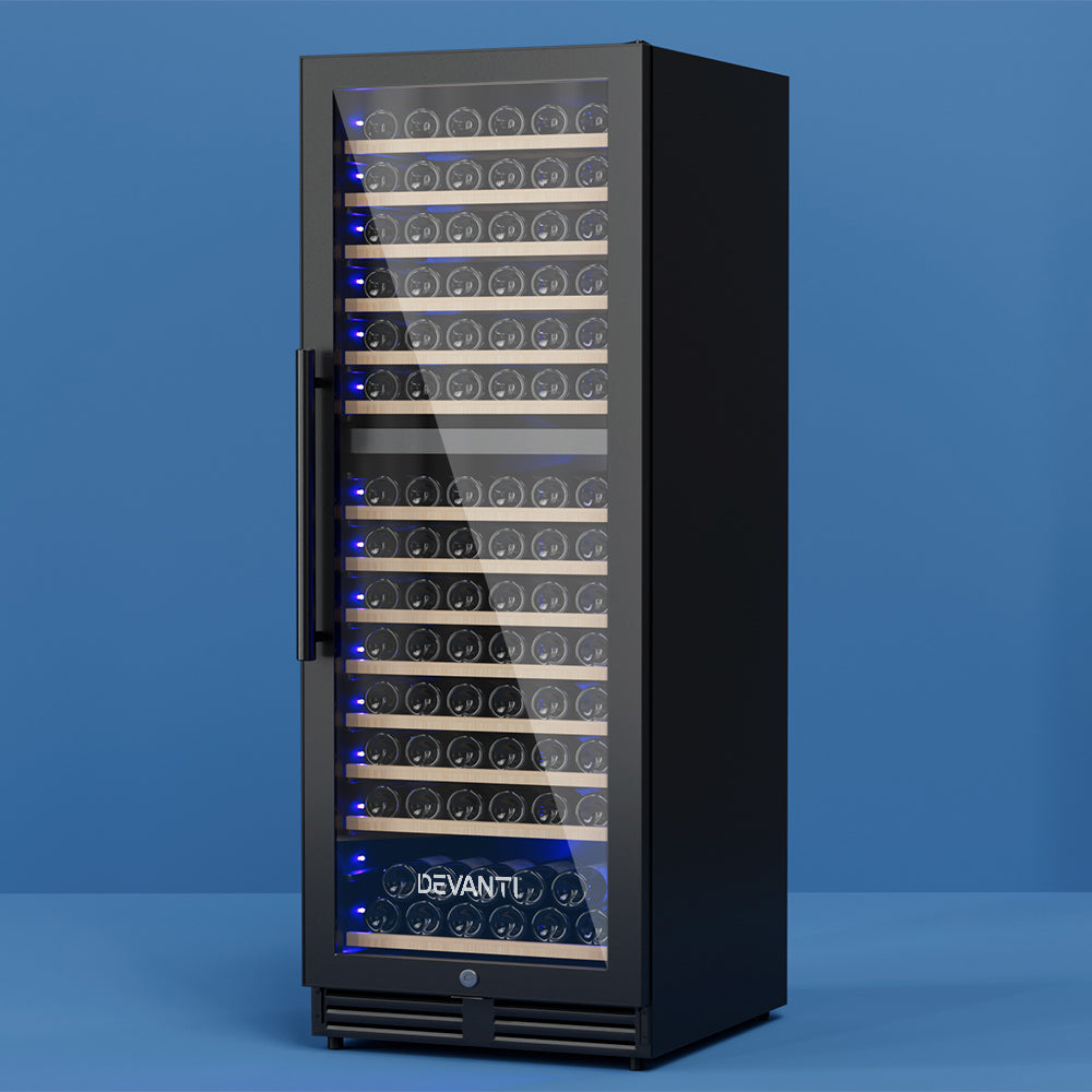 154-Bottle Commercial Dual Zone Wine Cooler Fridge - Black - Homecoze