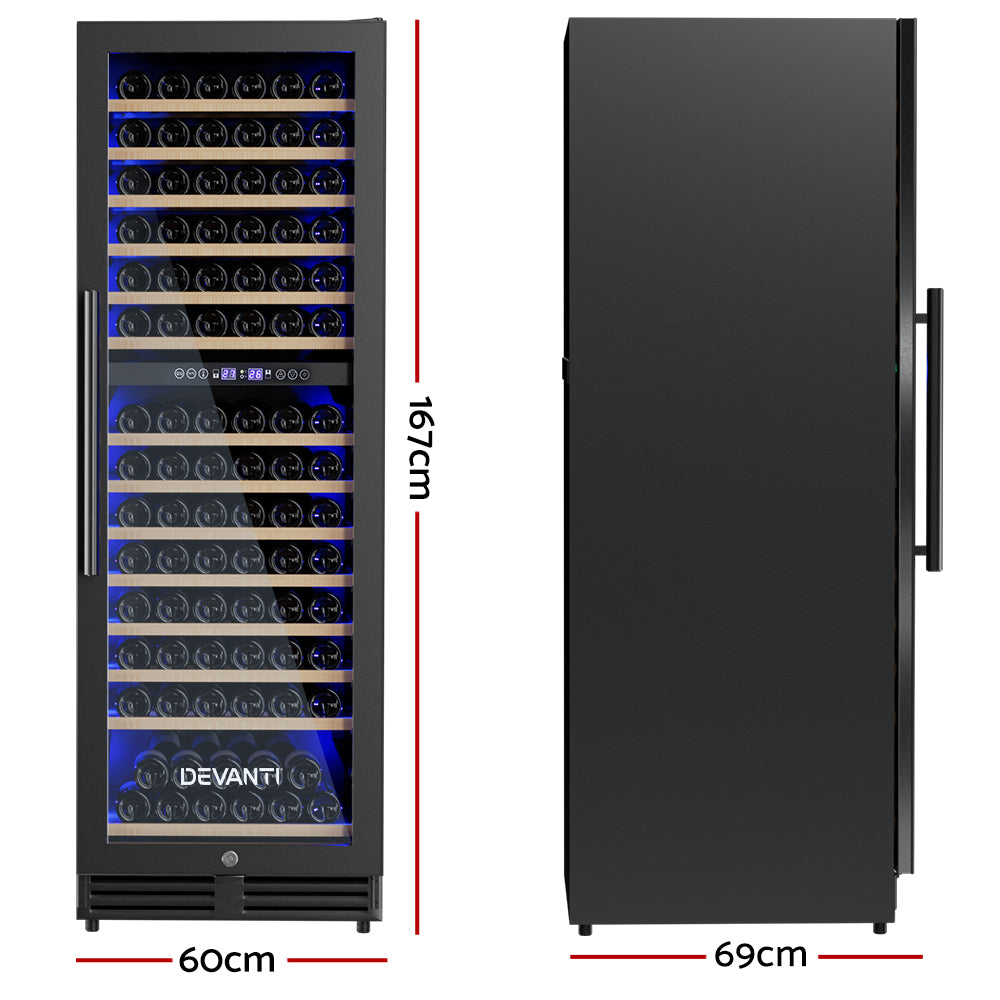154-Bottle Commercial Dual Zone Wine Cooler Fridge - Black - Homecoze