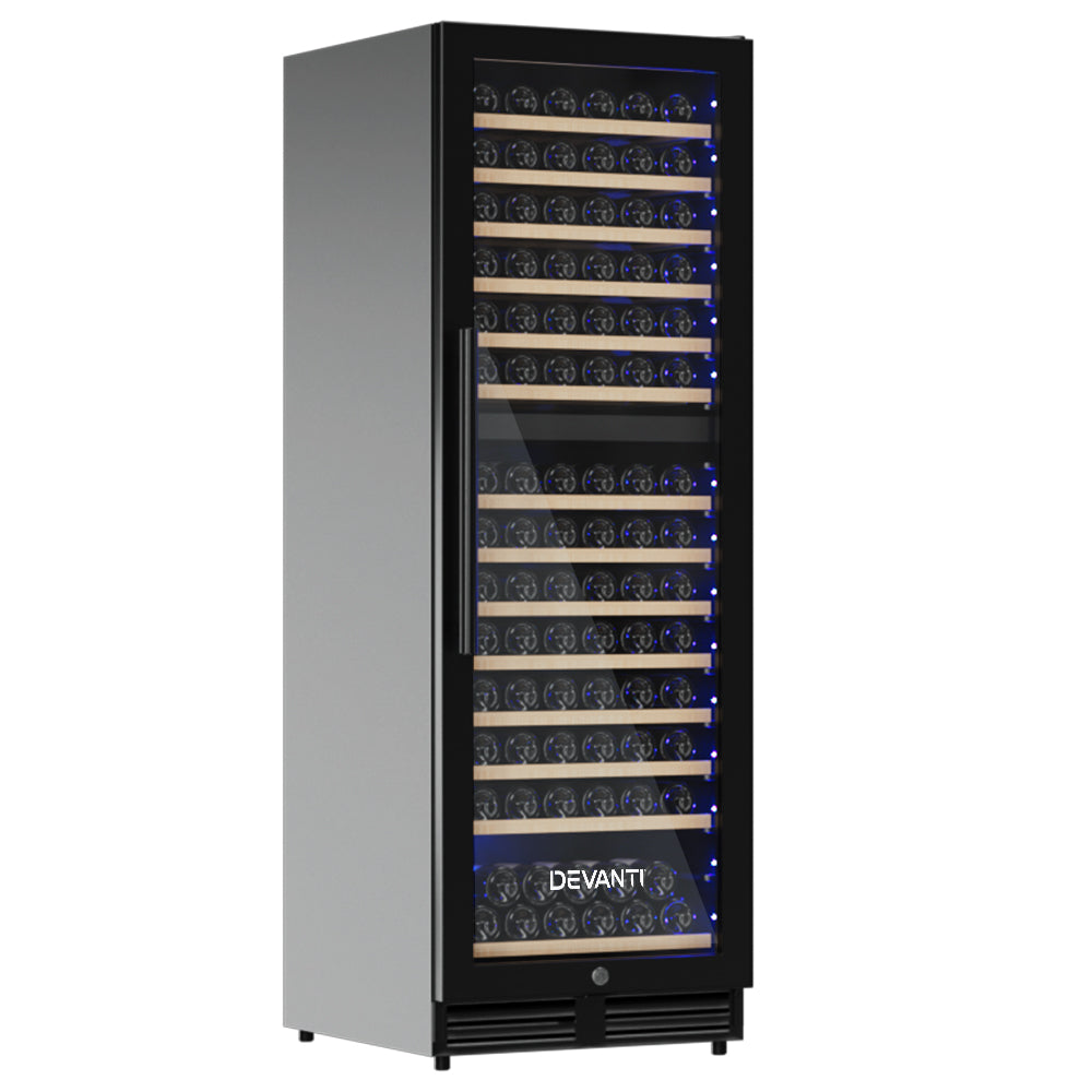 154-Bottle Commercial Dual Zone Wine Cooler Fridge - Black - Homecoze