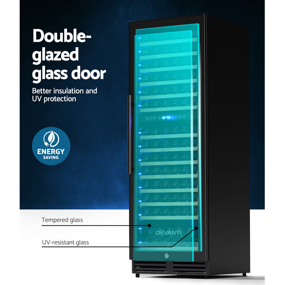 154-Bottle Commercial Dual Zone Wine Cooler Fridge - Black - Homecoze