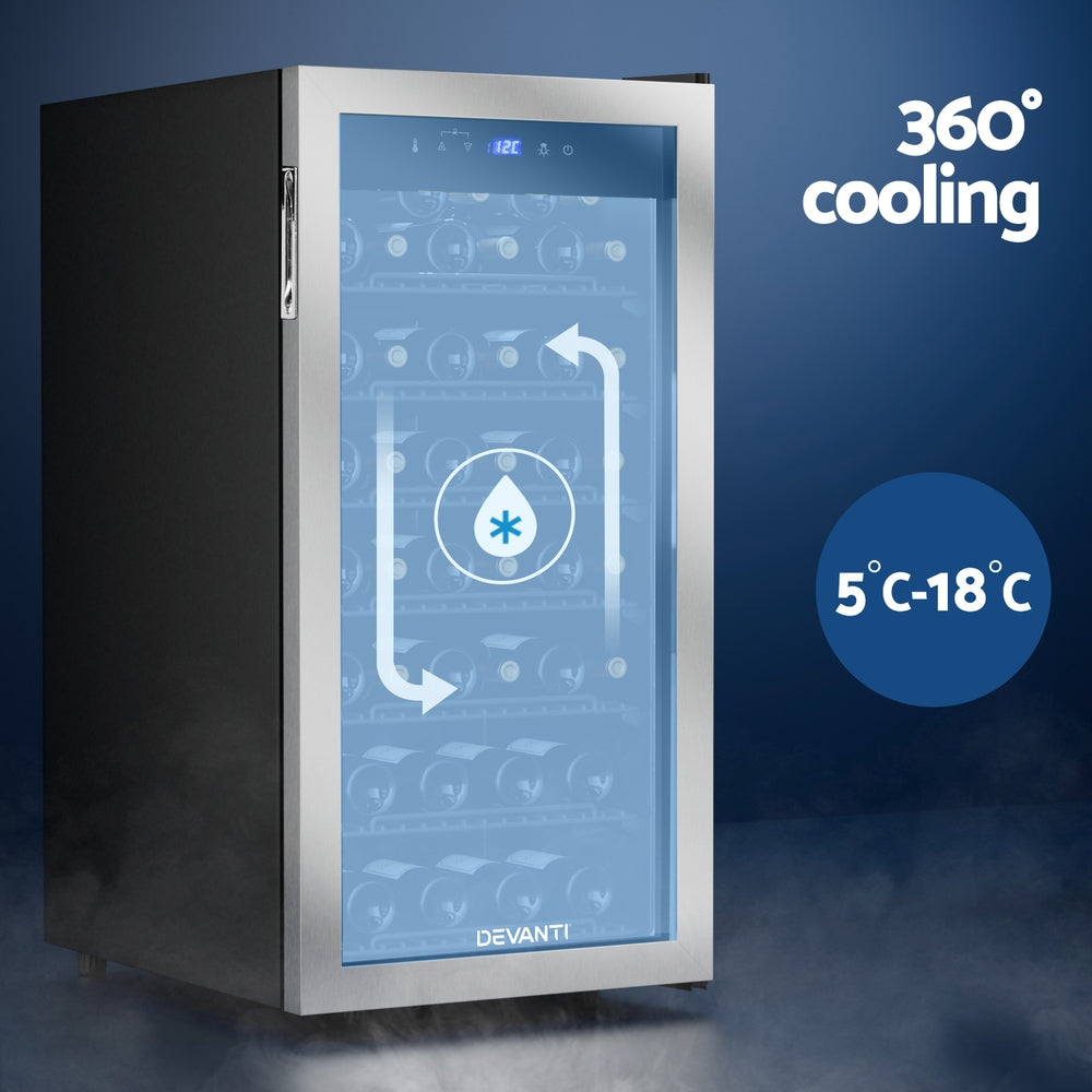 42-Bottle Wine Fridge Cooler - Black - Homecoze