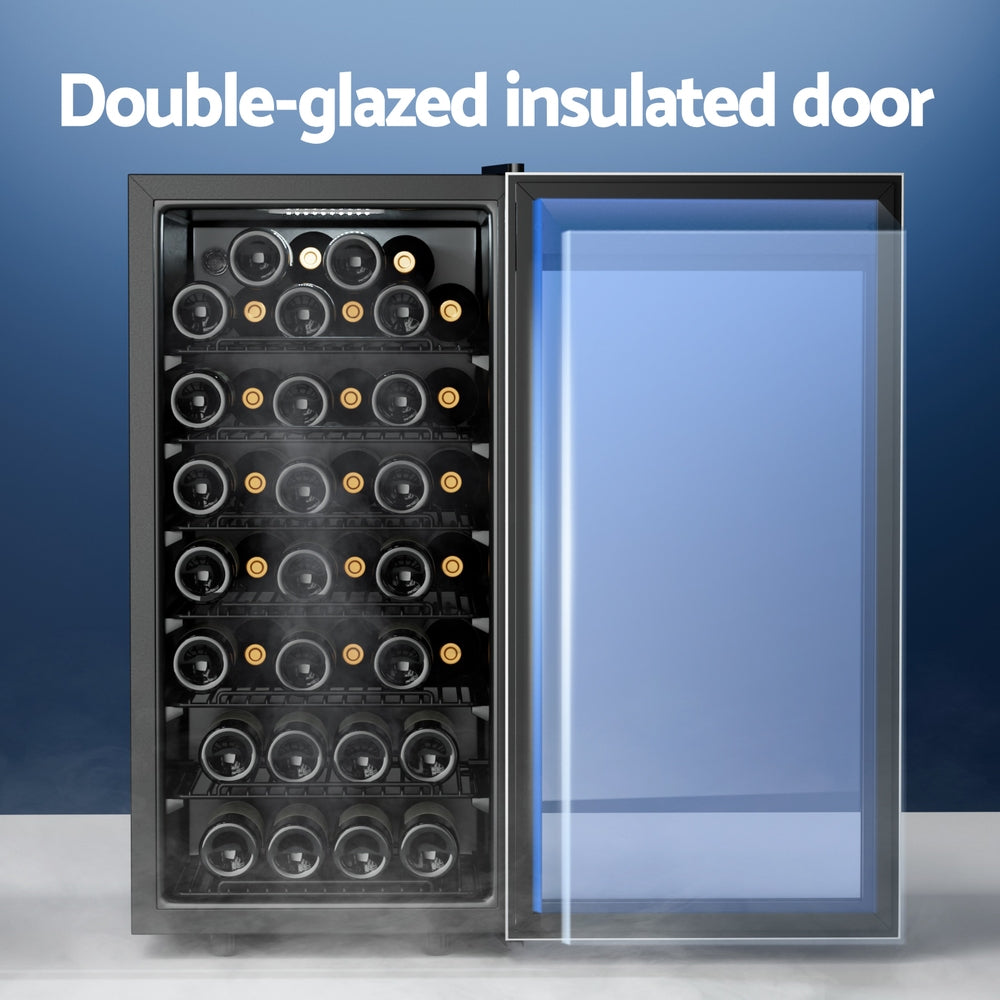 42-Bottle Wine Fridge Cooler - Black - Homecoze