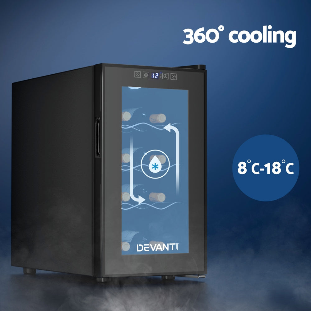 8-Bottle Mini Wine Fridge Cooler - Black - Homecoze