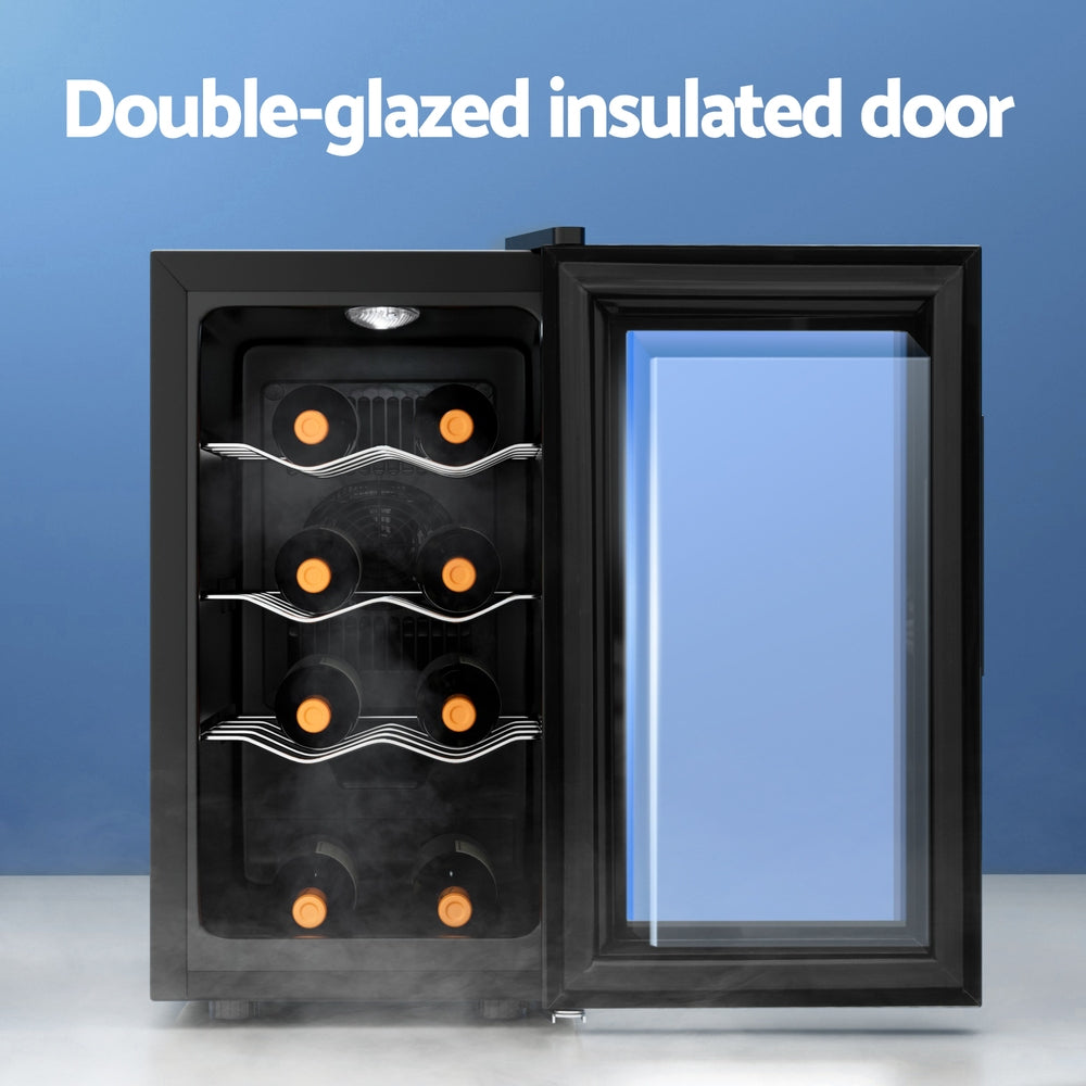 8-Bottle Mini Wine Fridge Cooler - Black - Homecoze