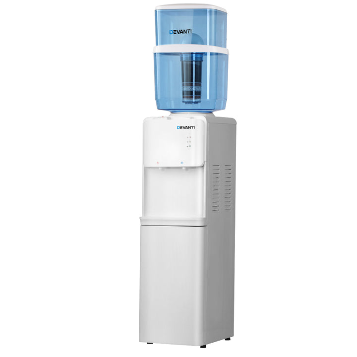 22L Standing Water Cooler Dispenser Two Tap Hot/Cold with 2 Purifier Filter Elements - Homecoze