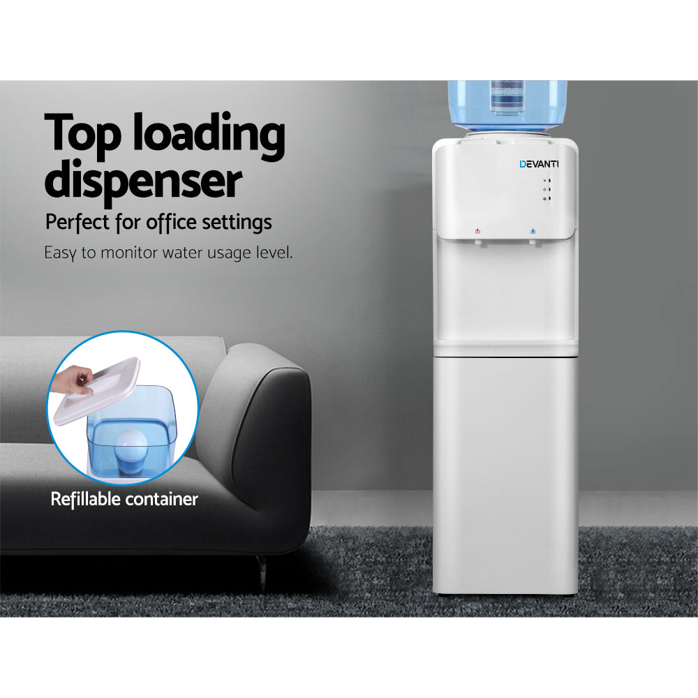 22L Standing Water Cooler Dispenser Two Tap Hot/Cold with 2 Purifier Filter Elements - Homecoze