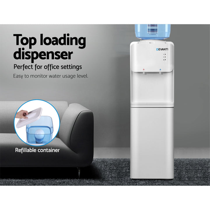 22L Standing Water Cooler Dispenser Two Tap Hot/Cold with 2 Purifier Filter Elements - Homecoze