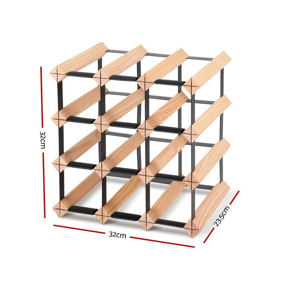12 Bottle Wine Rack - Pine Wood - Homecoze