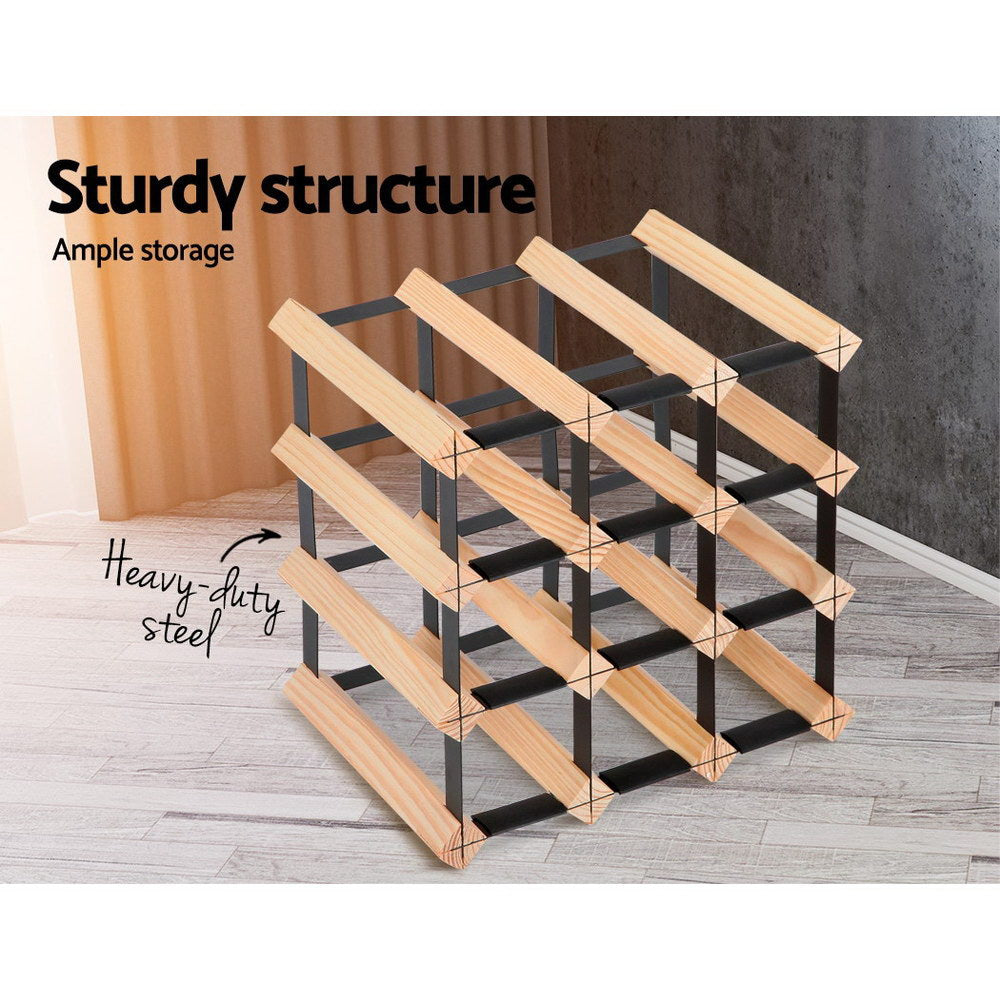 12 Bottle Wine Rack - Pine Wood - Homecoze