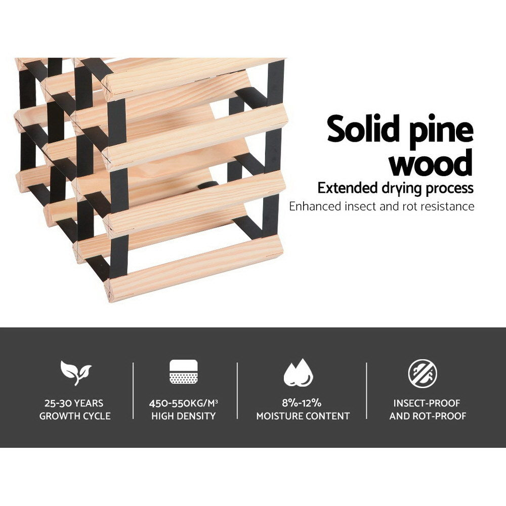 12 Bottle Wine Rack - Pine Wood