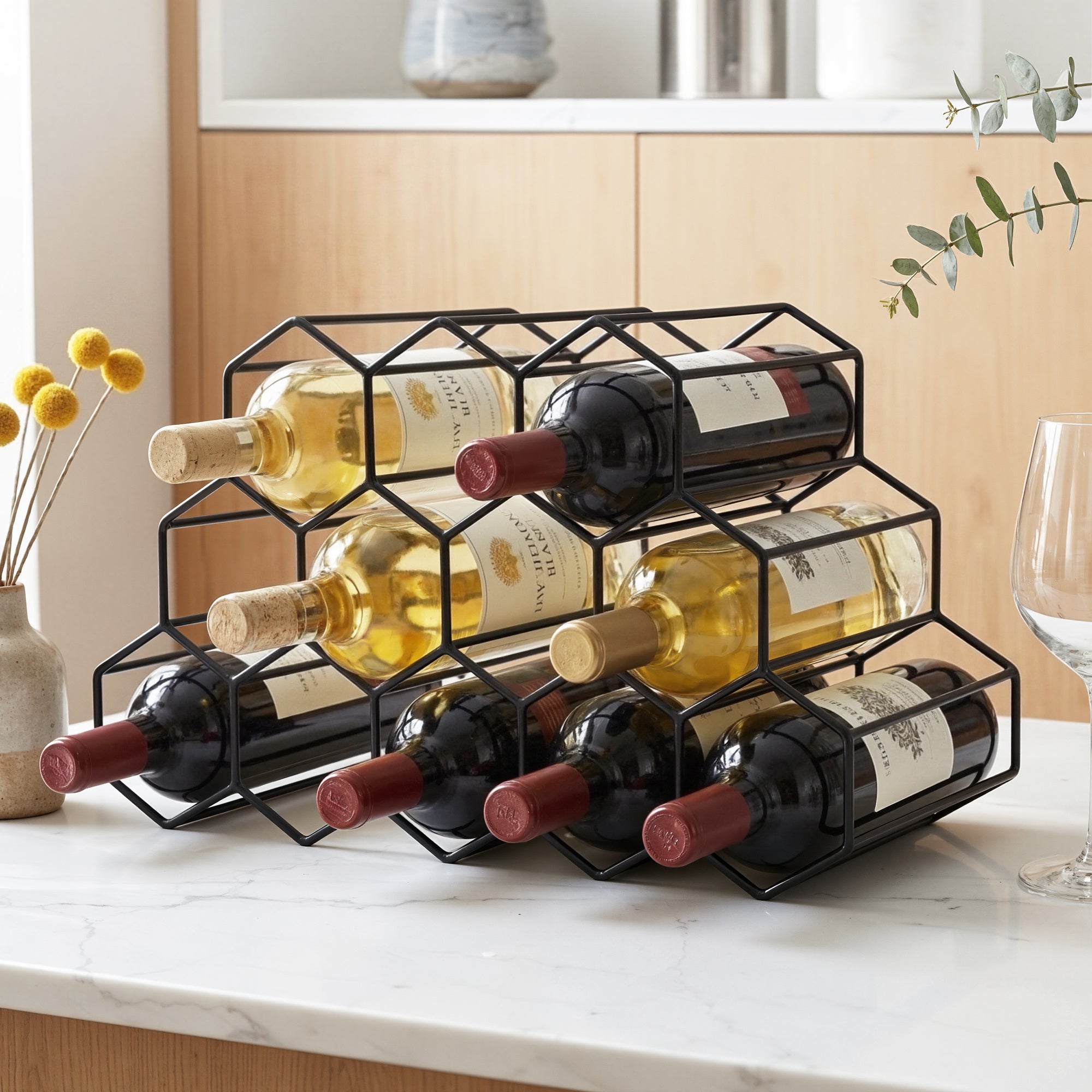 Artiss Wine Rack Metal 12 Bottle No Assembly Required Black - Homecoze
