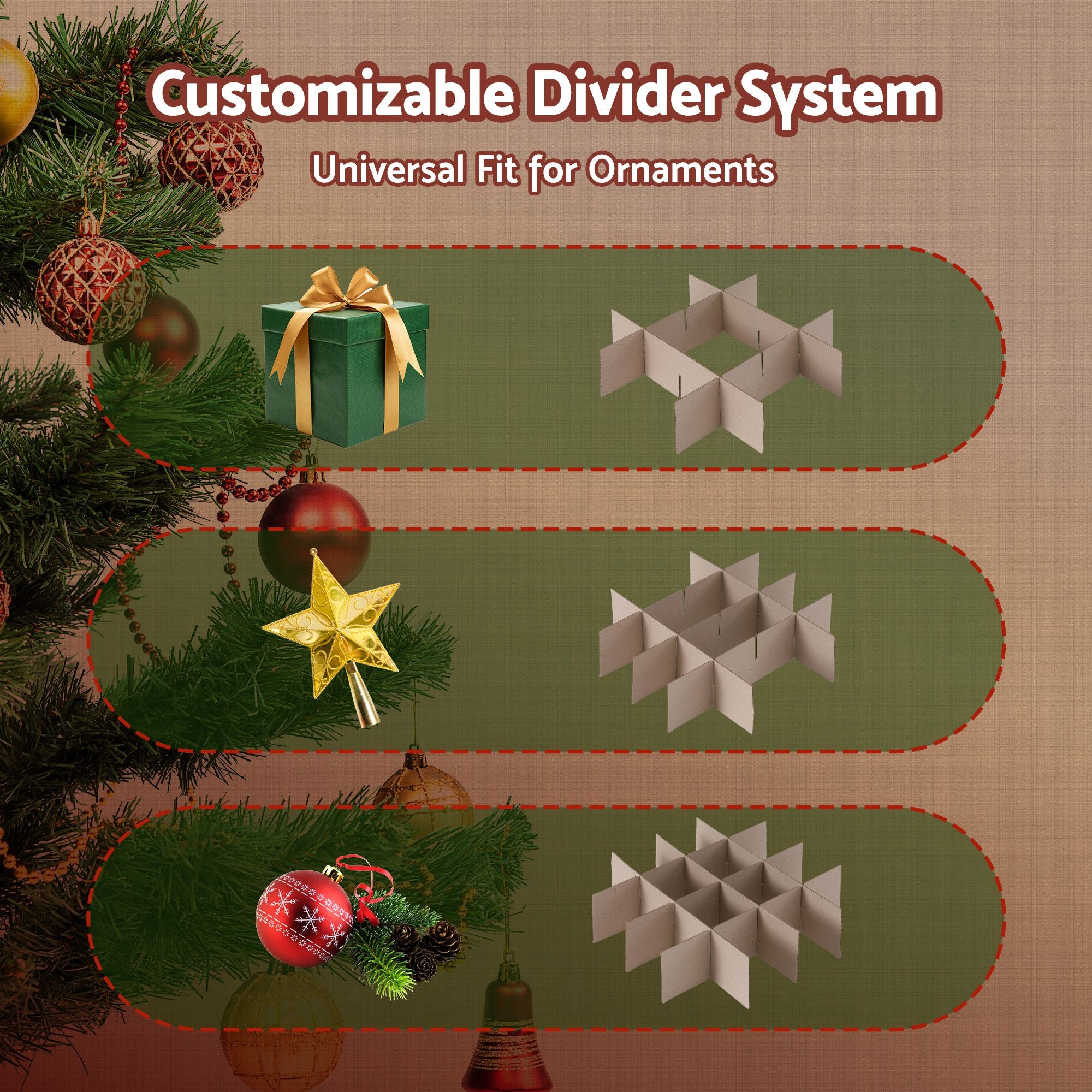 Christmas Bauble Storage Box 128 Slots - Green