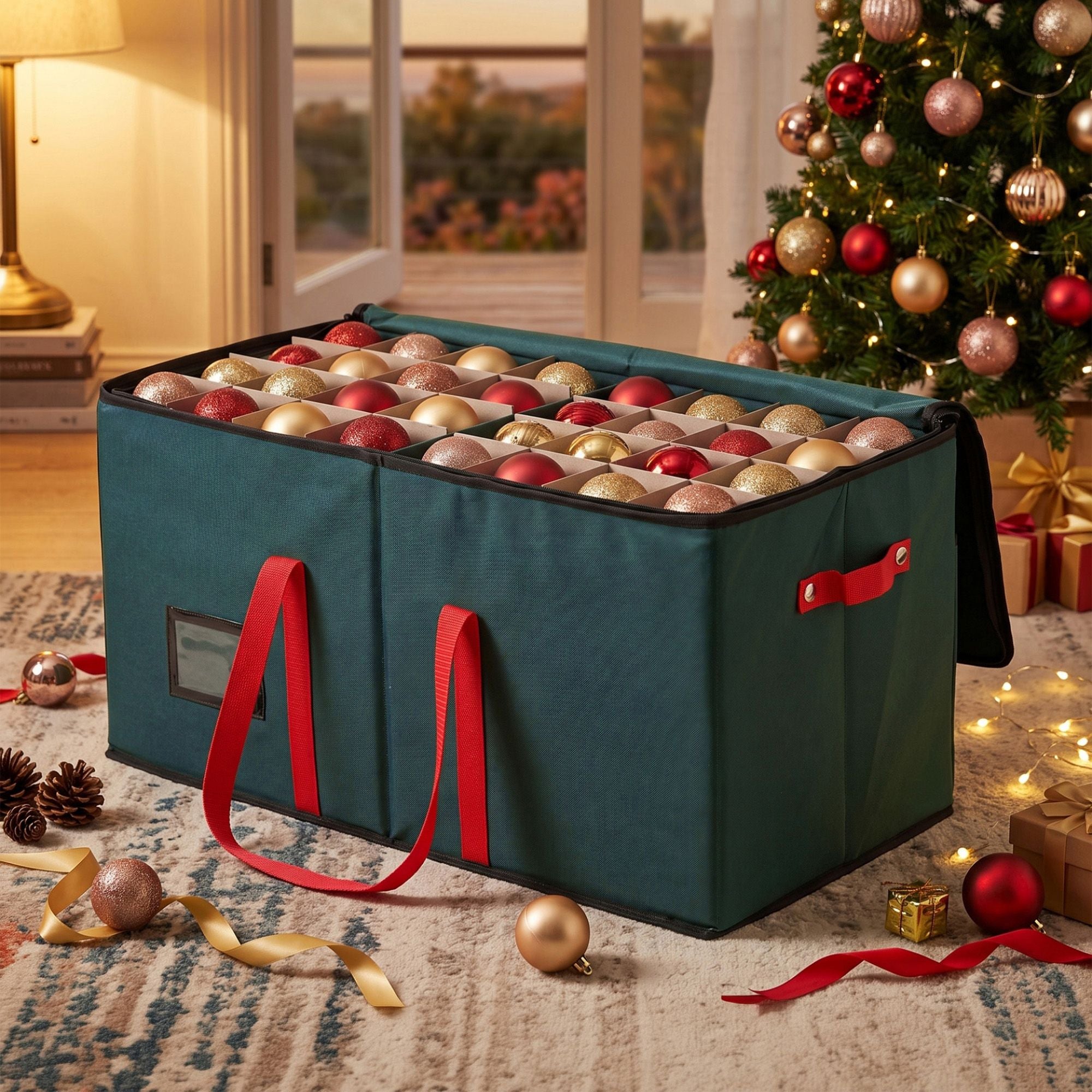 Christmas Bauble Storage Box 128 Slots - Green
