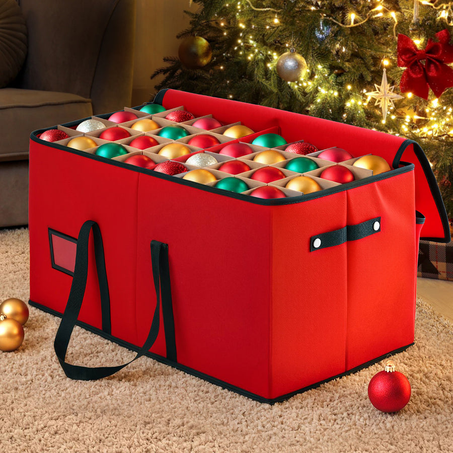 Jingle Jollys Christmas Baubles Storage Box 128 Slots Decor Ornaments Container - Homecoze