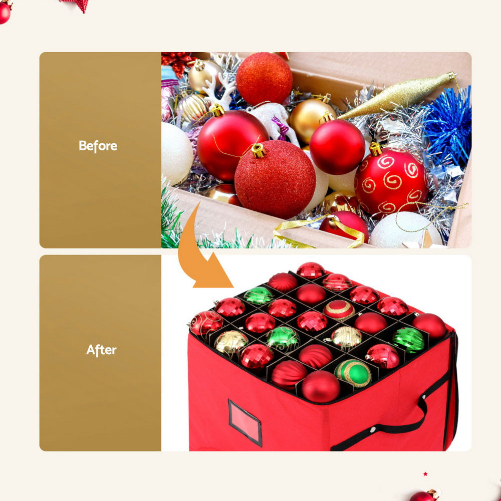 Christmas Bauble Storage Box 125 Divider Roller Cart - Homecoze