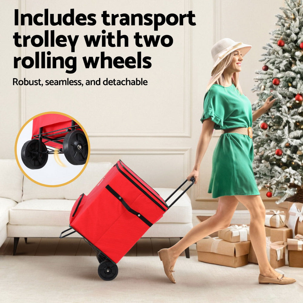 Christmas Bauble Storage Box 125 Divider Roller Cart - Homecoze