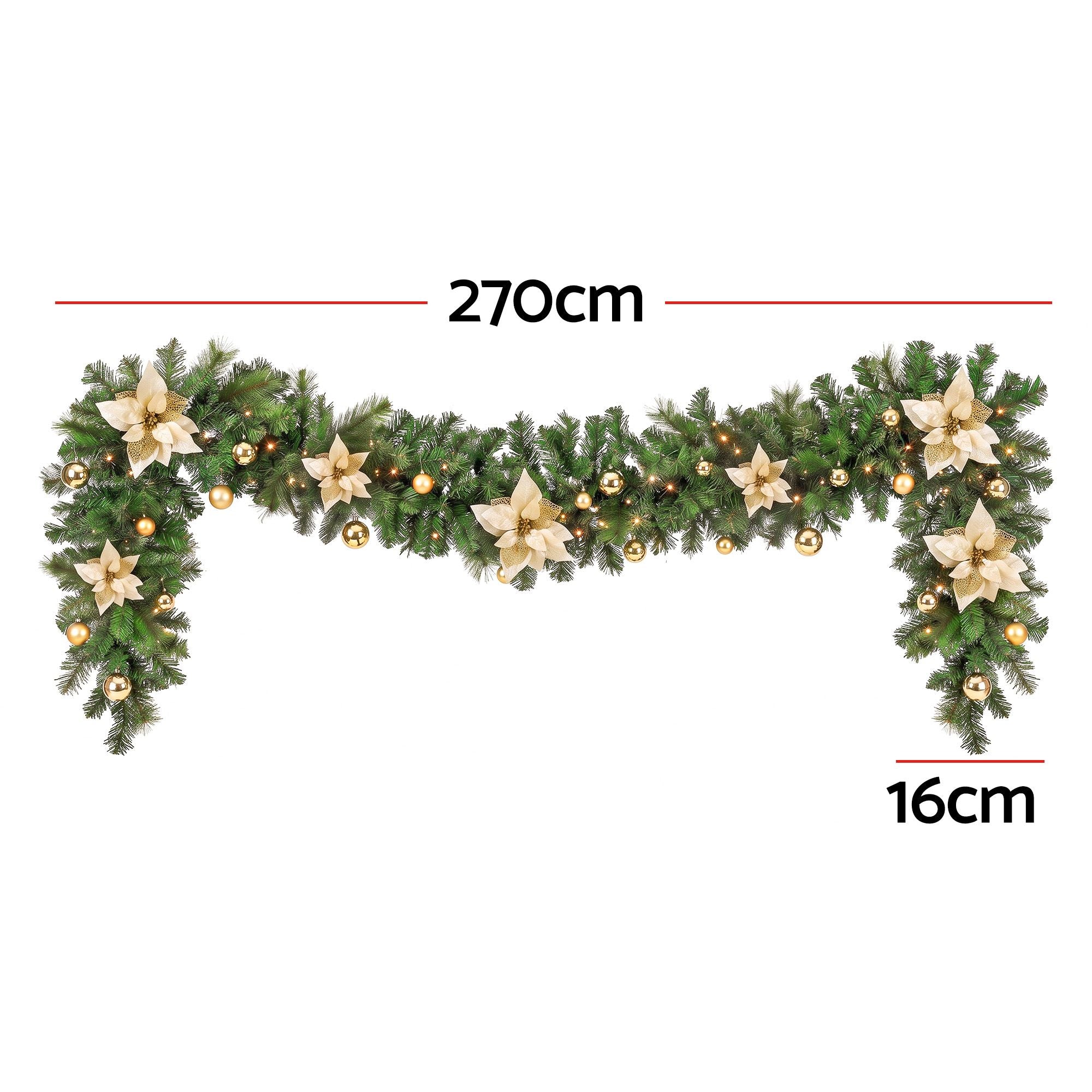 9FT (2.7m) Pre-lit LED Decorated Christmas Garland