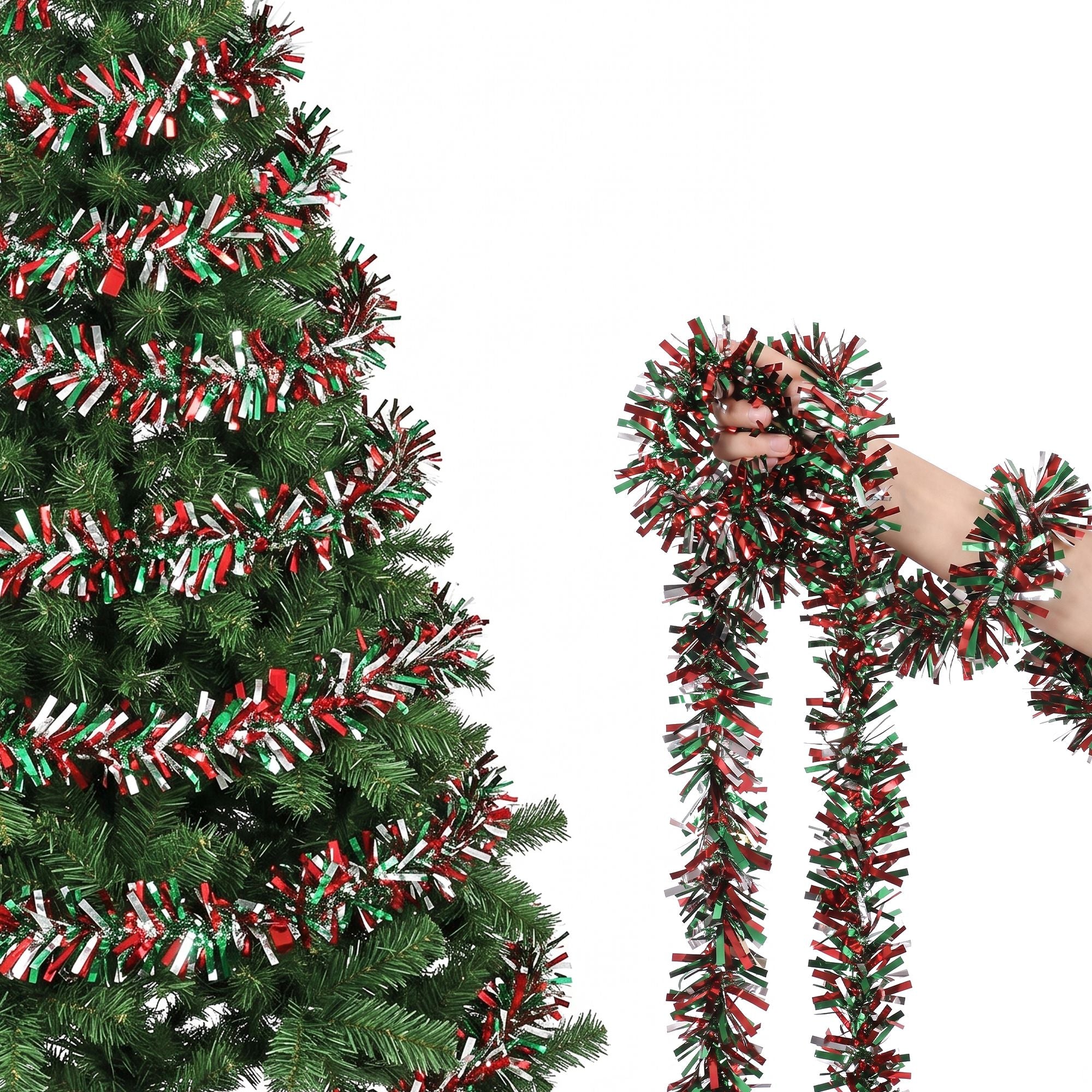 20m Christmas Tinsel Garland - Red, Green & Silver