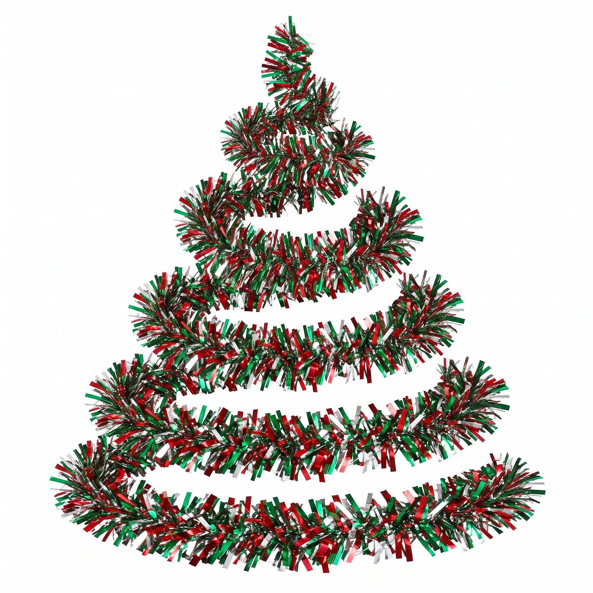 20m Christmas Tinsel Garland - Red, Green & Silver