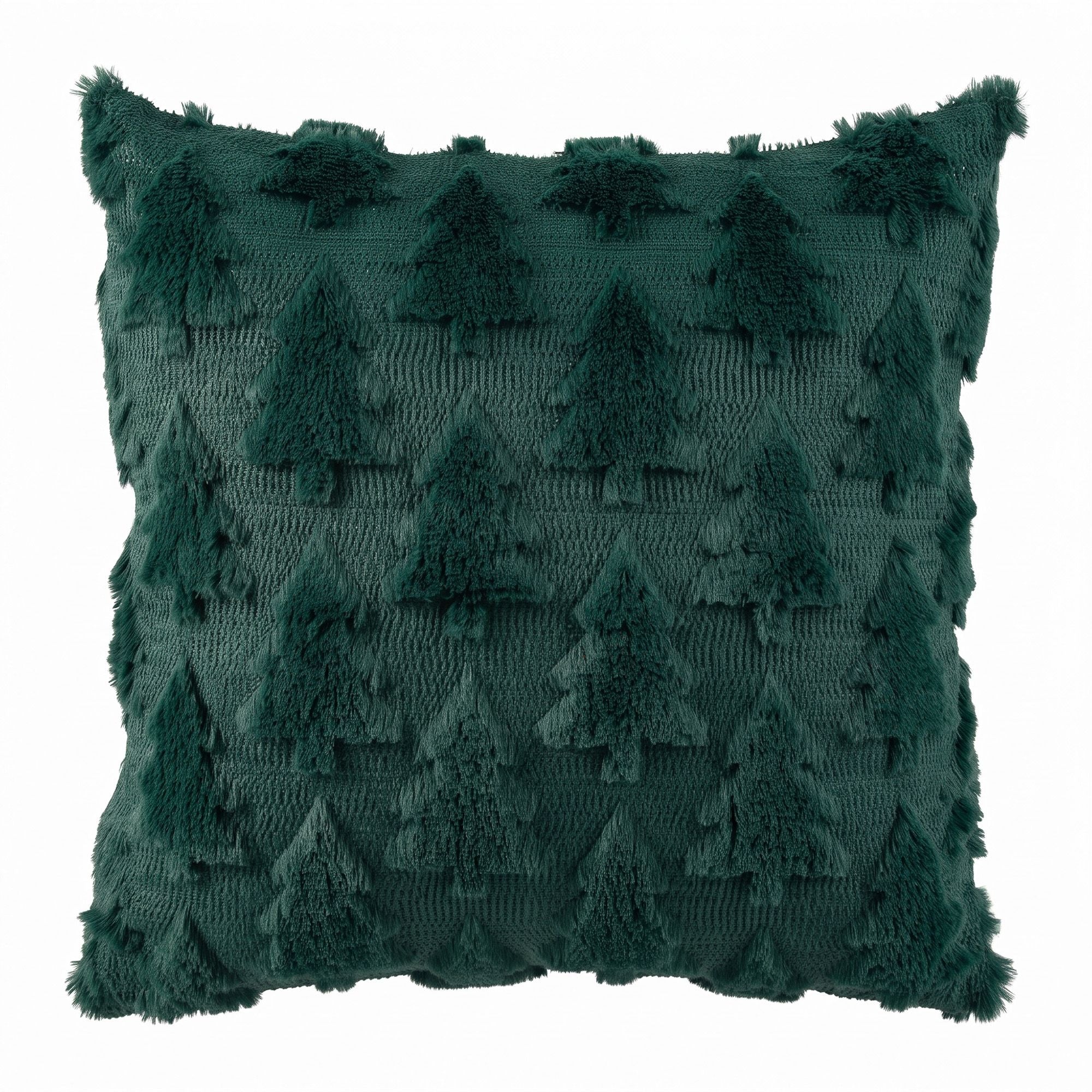 2PC Faux Fur Christmas Tree Cushion Covers 45x45cm - Green