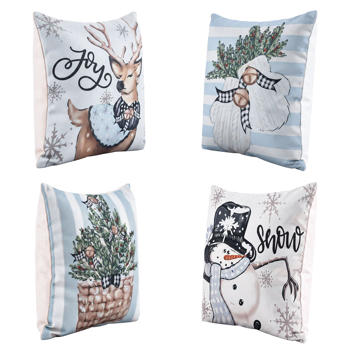 4PC Christmas Cushion Covers 45x45cm - Blue & White